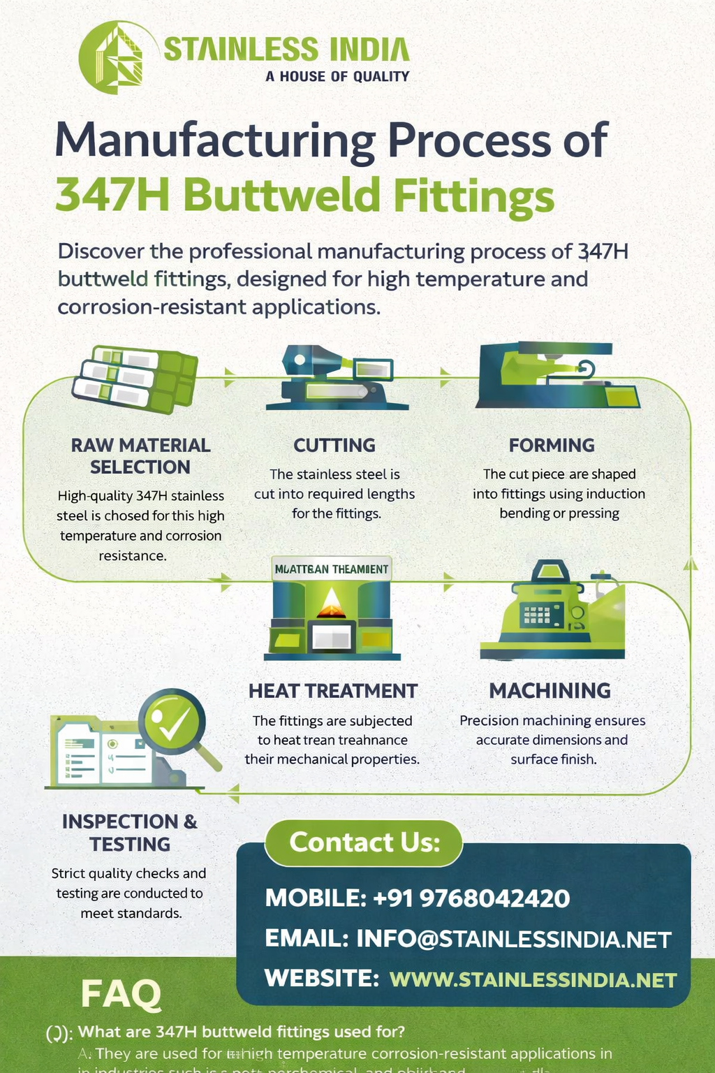 SS 347H 180° SR Elbow