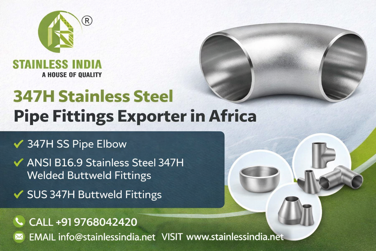 SS 347H 180° SR Elbow