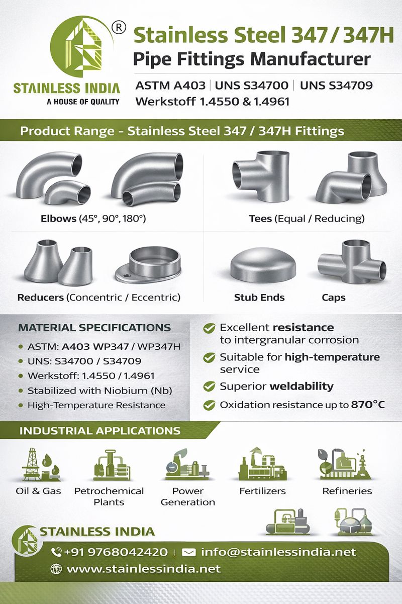 SS 347H 180° SR Elbow