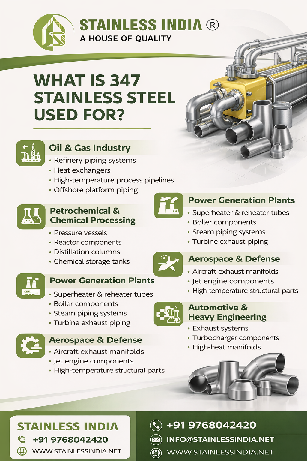 SS 347H 180° SR Elbow