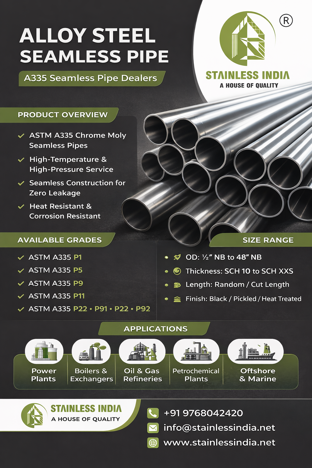 SS 347H 180° SR Elbow