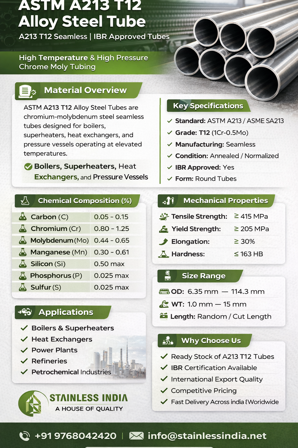 SS 347H 180° SR Elbow