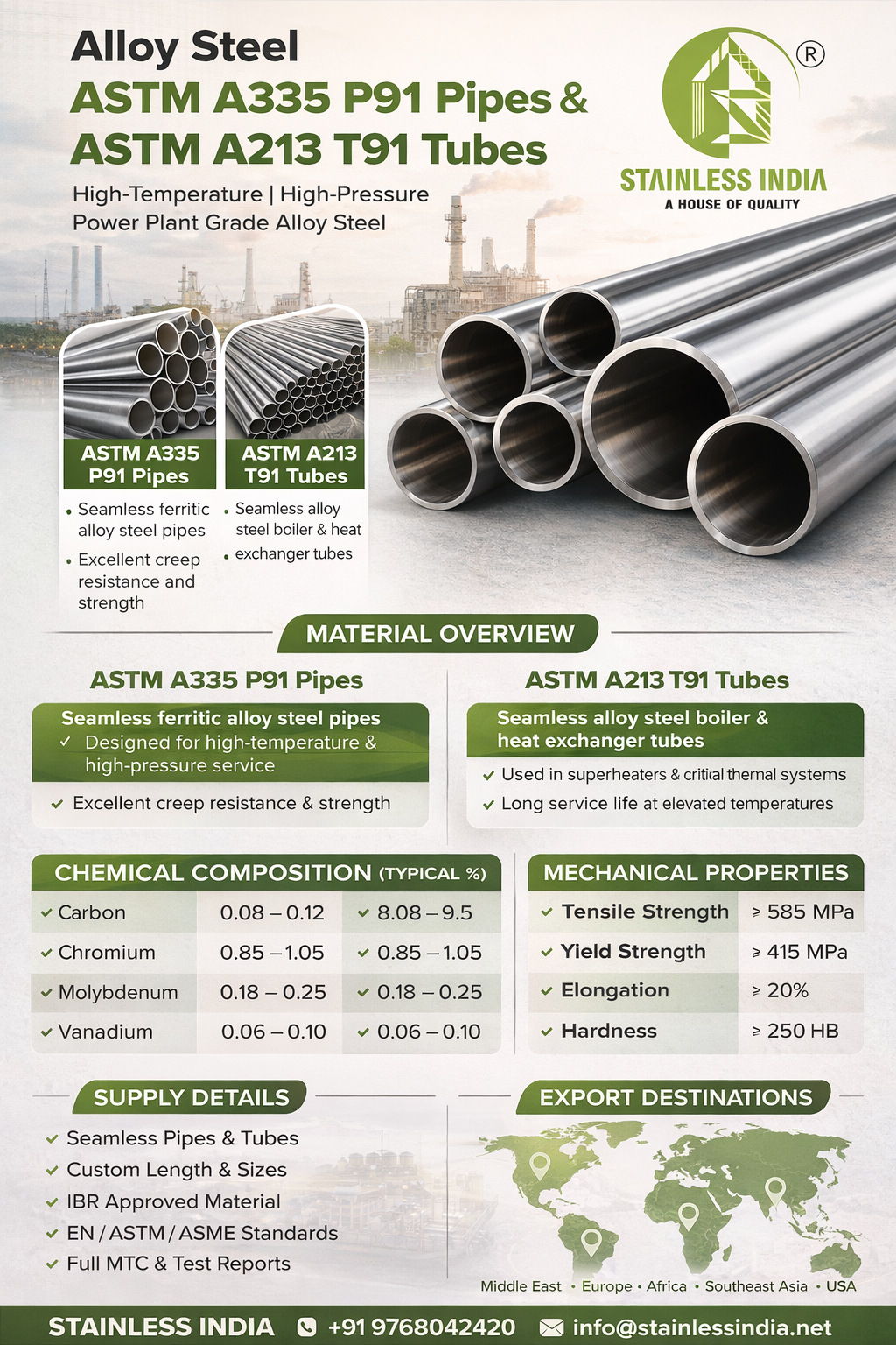 SS 347H 180° SR Elbow