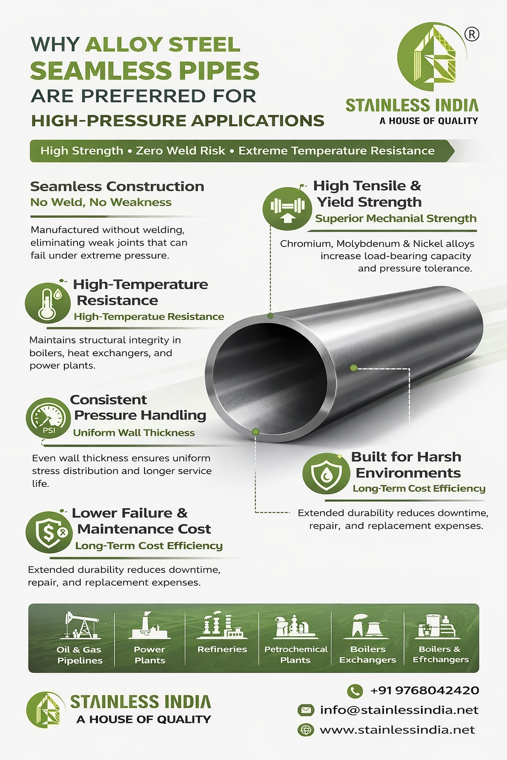 SS 347H 180° SR Elbow