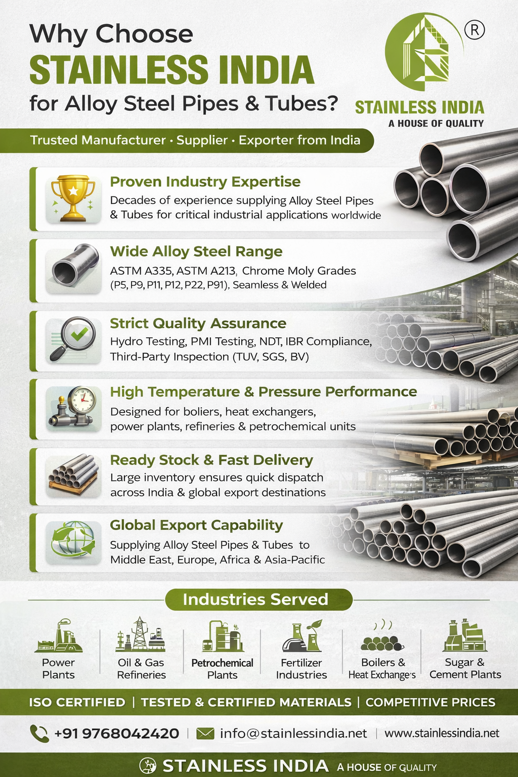 SS 347H 180° SR Elbow