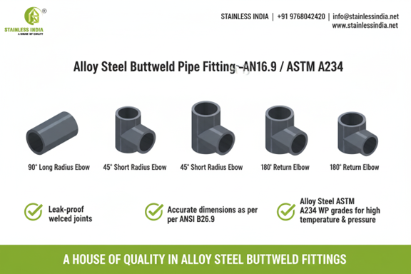 SS 347H 180° SR Elbow
