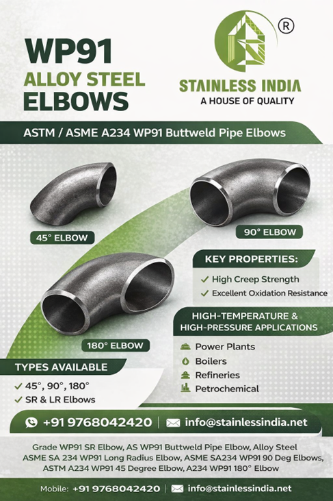 SS 347H 180° SR Elbow