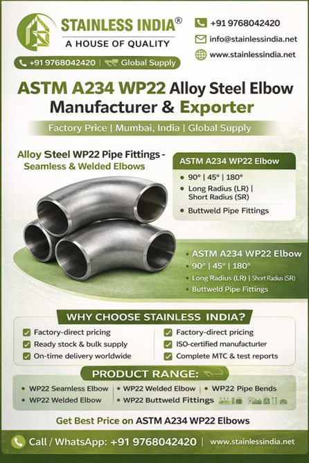 SS 347H 180° SR Elbow