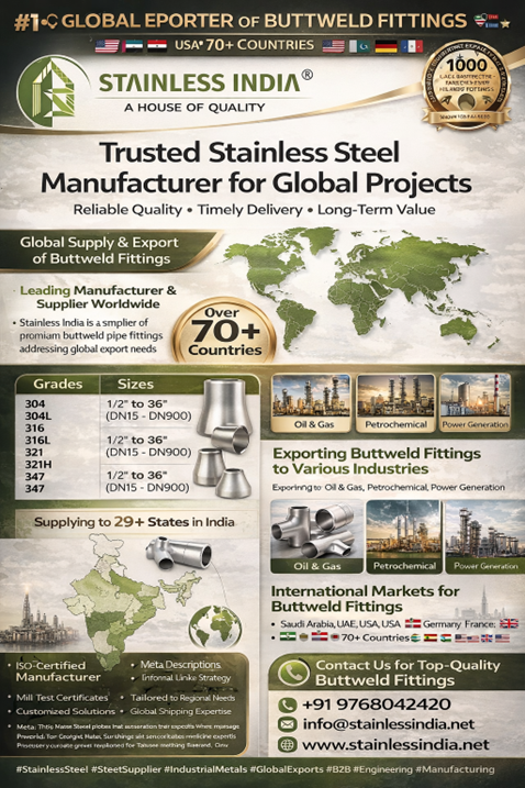 SS 347H 180° SR Elbow