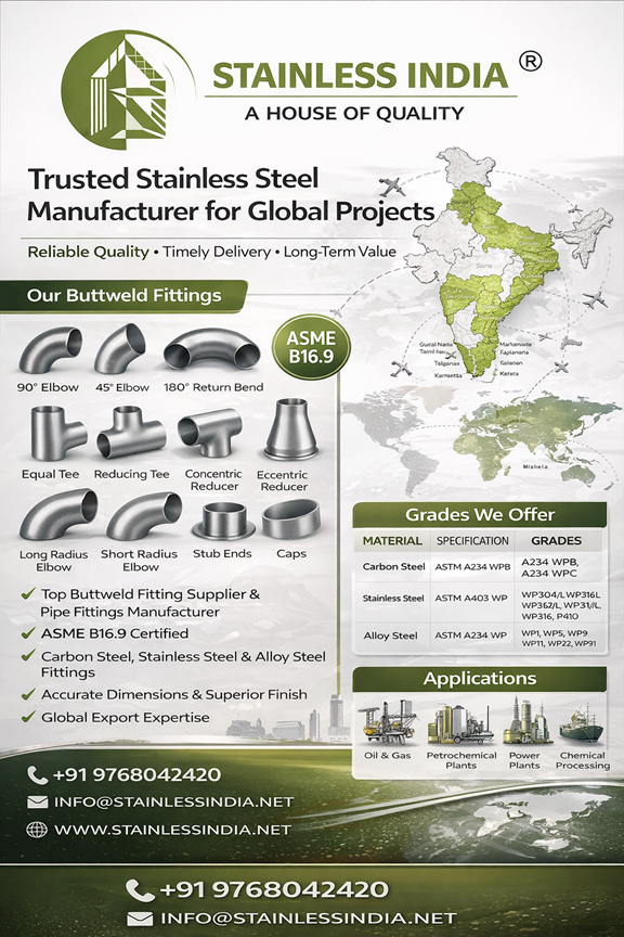 SS 347H 180° SR Elbow