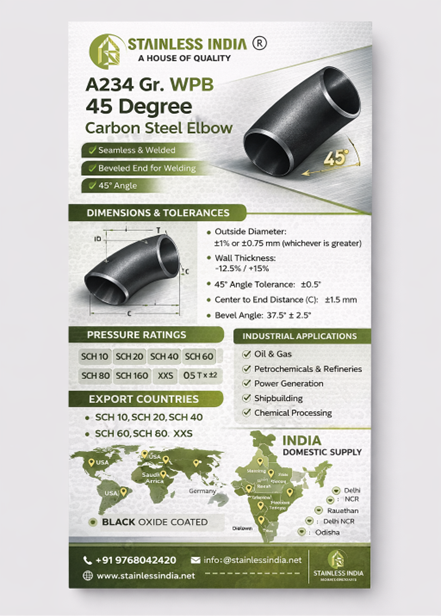 SS 347H 180° SR Elbow