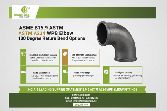 SS 347H 180° SR Elbow