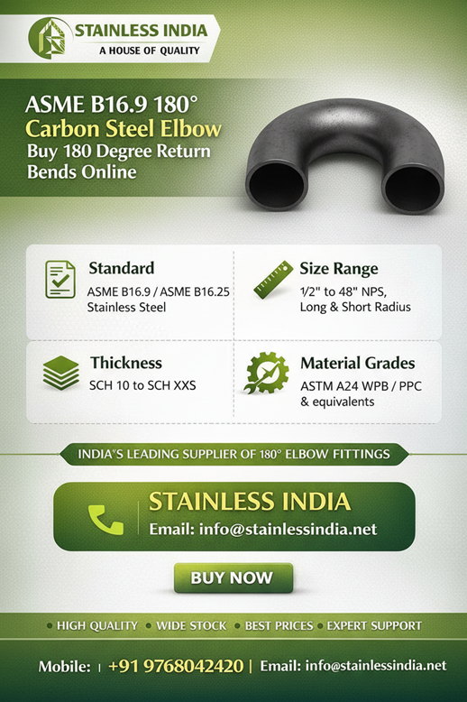 SS 347H 180° SR Elbow