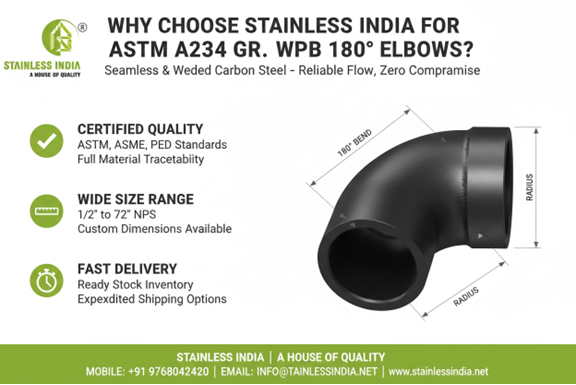 SS 347H 180° SR Elbow