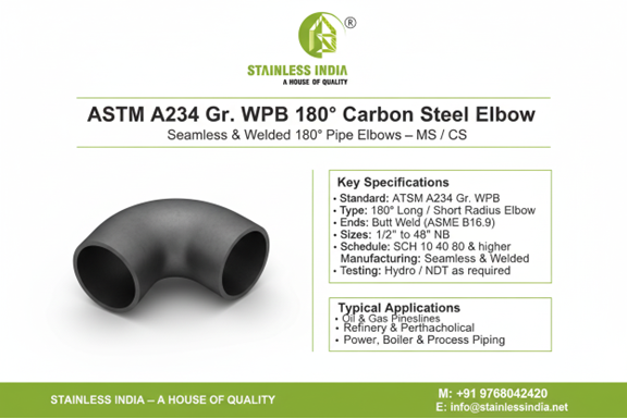 SS 347H 180° SR Elbow