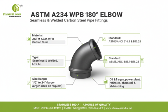 SS 347H 180° SR Elbow