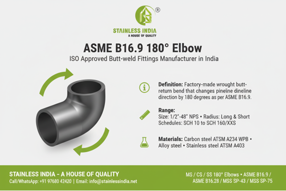 SS 347H 180° SR Elbow