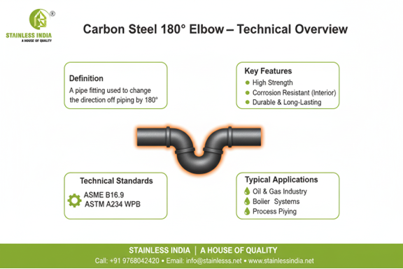 SS 347H 180° SR Elbow