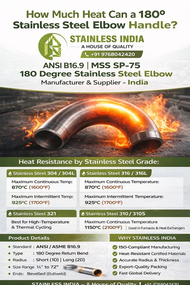 SS 347H 180° SR Elbow