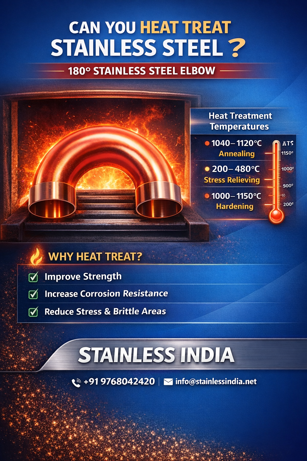 SS 347H 180° SR Elbow