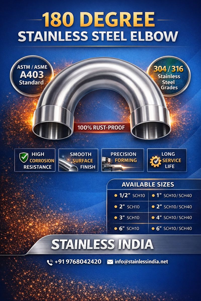 SS 347H 180° SR Elbow