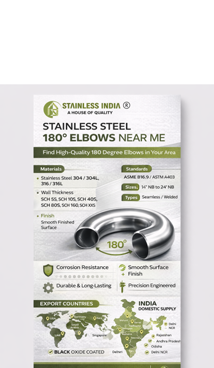 SS 347H 180° SR Elbow