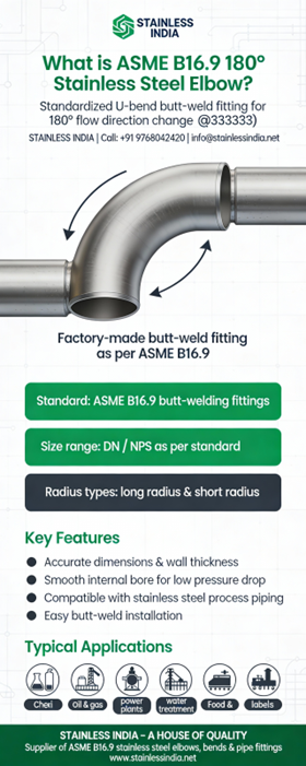 SS 347H 180° SR Elbow