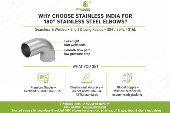 SS 347H 180° SR Elbow